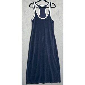 Faherty Dress Womens S Cabana Towel Terry Racerback Maxi Navy Blue Pool Vacation